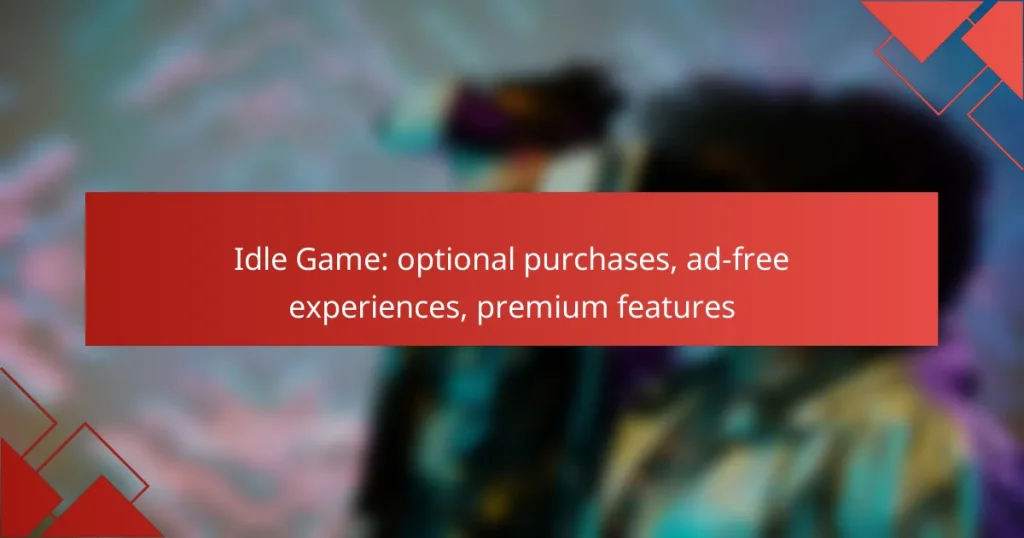 Idle Game: optional purchases, ad-free experiences, premium features