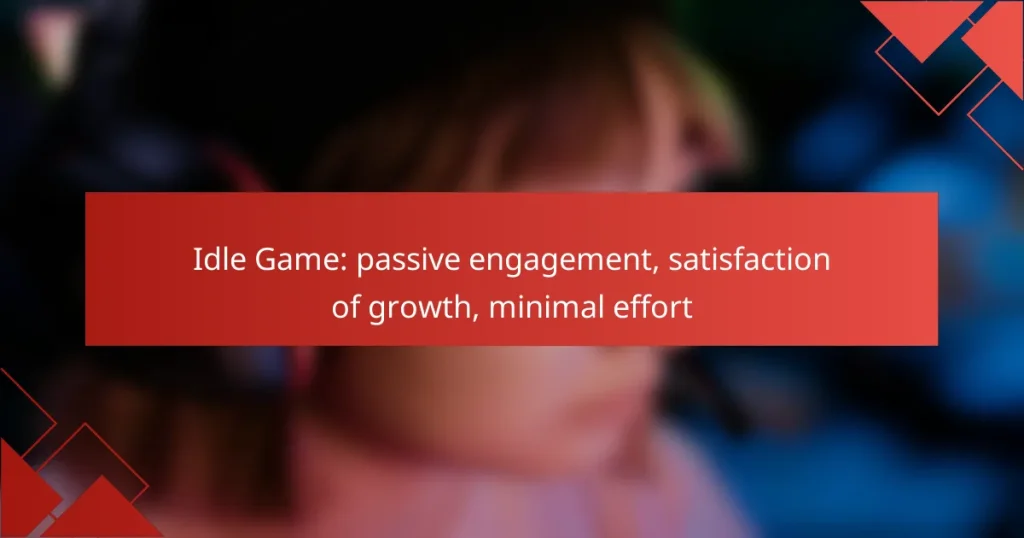 Idle Game: passive engagement, satisfaction of growth, minimal effort