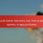 Puzzle Game: low entry cost, free-to-play options, in-app purchases