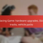 Racing Game: hardware upgrades, DLC tracks, vehicle packs