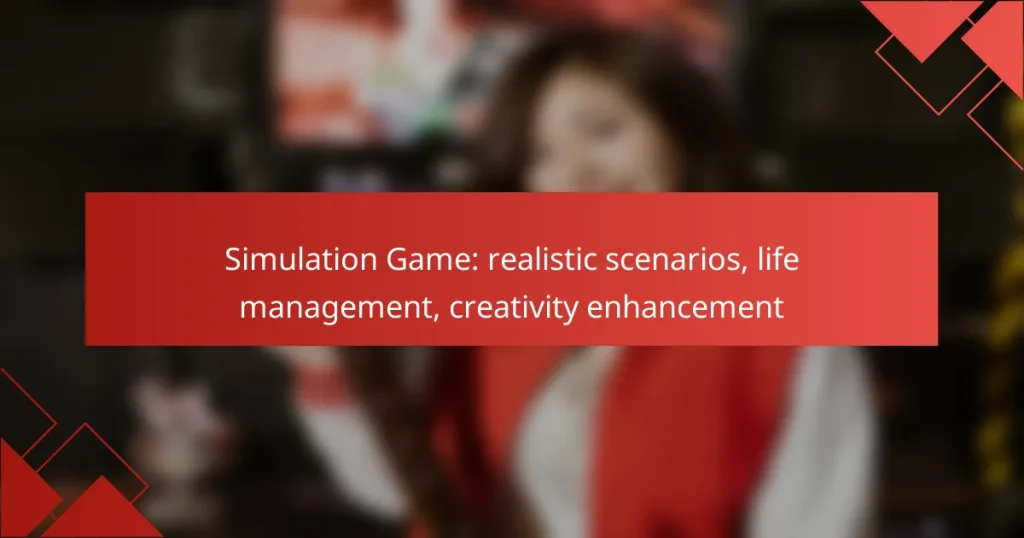 Simulation Game: realistic scenarios, life management, creativity enhancement